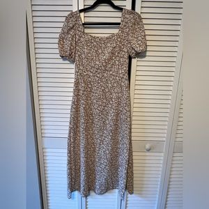 Altar’d state tan and white floral midi dress